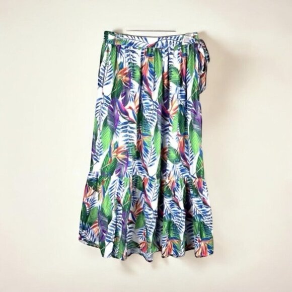 Rachel Zoe Tropical Midi Skirt Size Medium Colorful Vacation Beachy Artsy Island - Picture 2 of 10